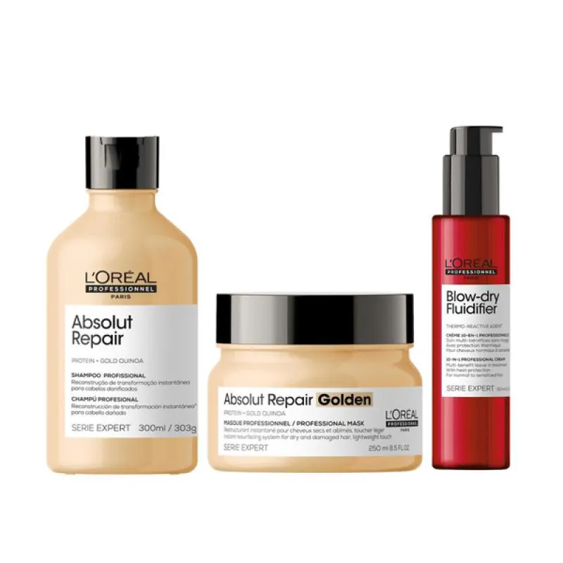 LOREAL ABS REPAIR GOLD SHAMPOO 300ML + MASCARA LIGHT 250ML + FLUIDIFIER 150ML