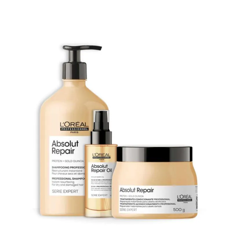 KIT LOREAL ABSOLUT REPAIR SH 750ML + MASC 500ML + ÓLEO 90ML
