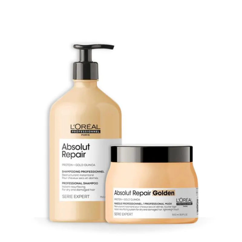 KIT LOREAL ABSOLUT REPAIR GOLD SH 750ML + MASC LIGHT 500ML