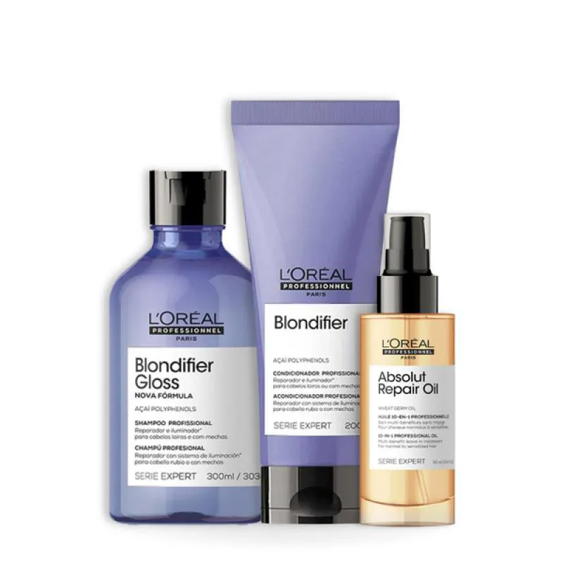 KIT BLONDIFIER GLOSS SH 300ML + COND 200ML + ÓLEO 90ML