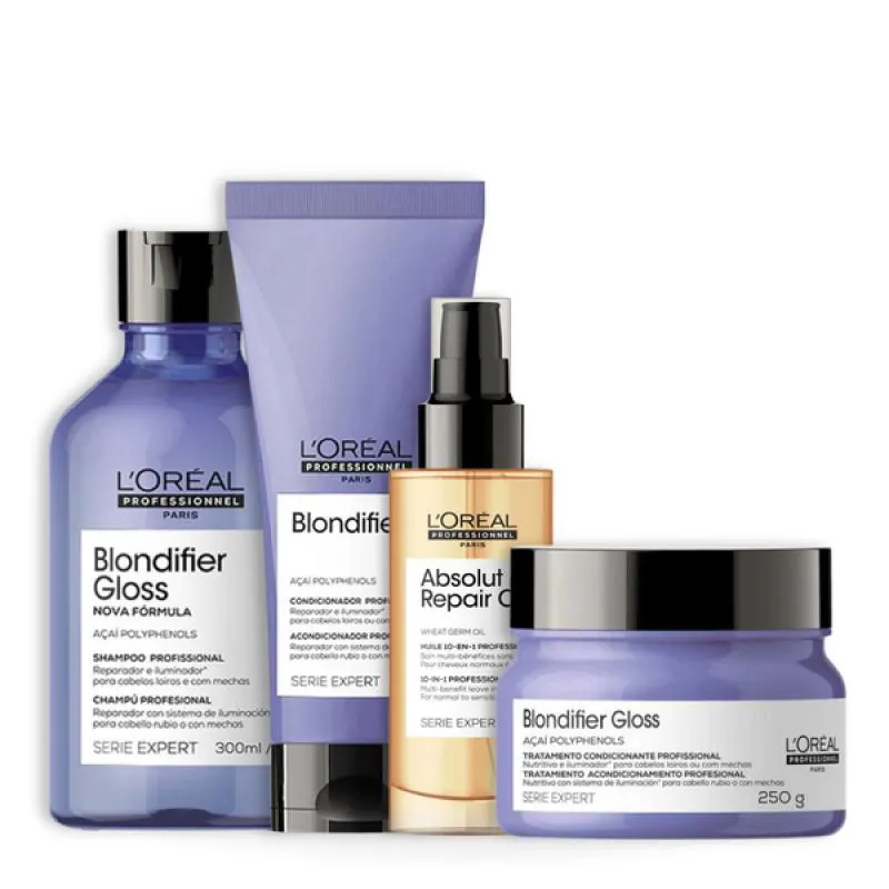 KIT LOREAL BLONDIFIER GLOSS TRIO + ÓLEO 90ML