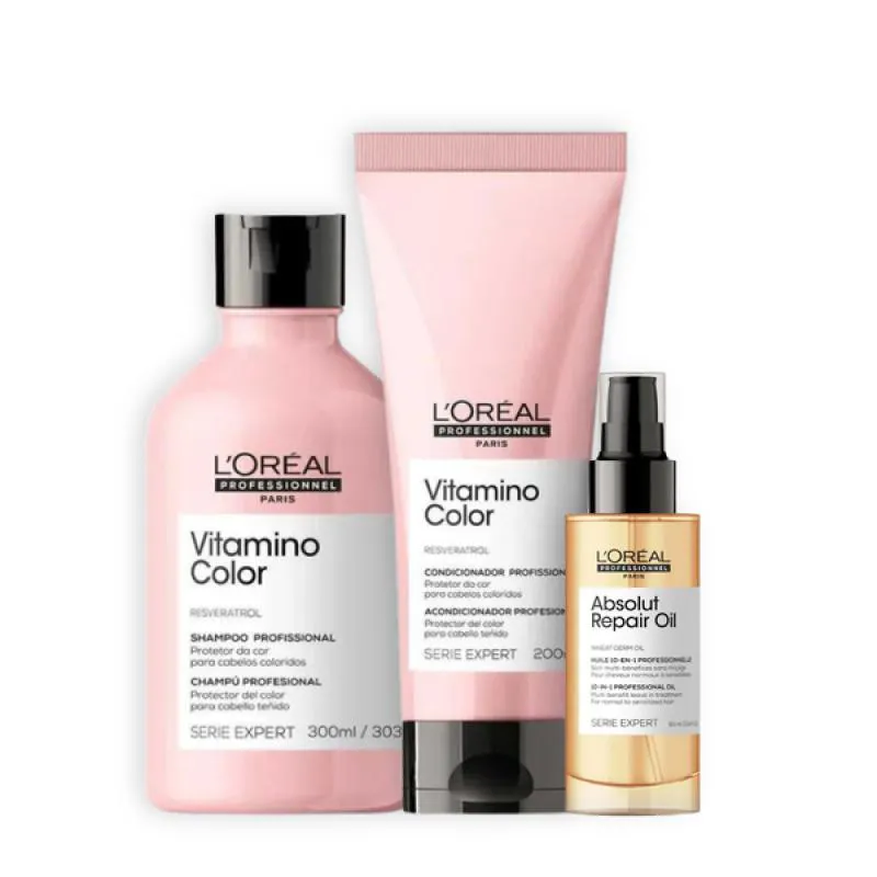 KIT LOREAL VITAMINO COLOR DUO PROTEçãO DA COR + ÓLEO 90ML