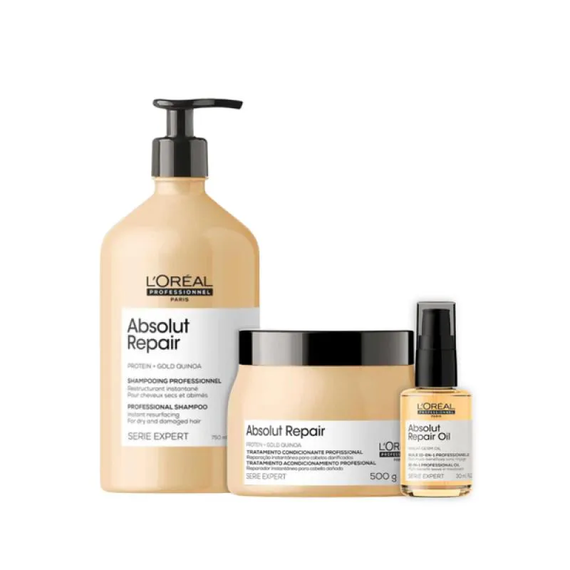 KIT ABS REPAIR GOLD SH 750ML + MASC 500ML + ÓLEO 30ML