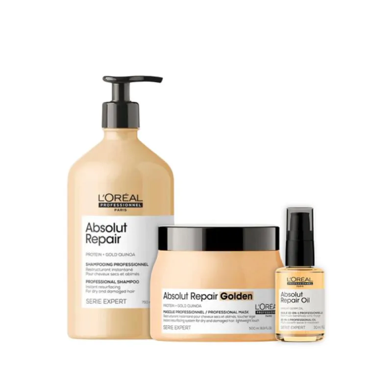 KIT ABS REPAIR GOLD SH 750ML + MASC LIGHT 500ML + ÓLEO 30ML