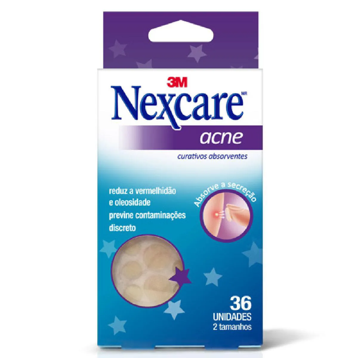 Curativo Nexcare Absorvente para Acne com Hidrocolóide 36 unidades