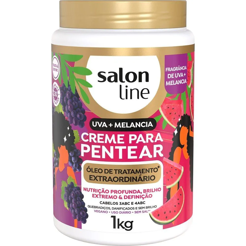 CREME PARA PENTEAR SALON LINE UVA + MELANCIA - ÓLEO EXTRAORDINáRIO 1KG