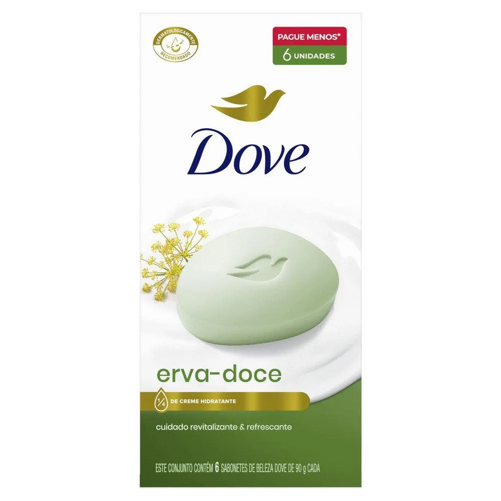 SABONETE DOVE ERVA DOCE 90G - EMBALAGEM COM 6 UNIDADES