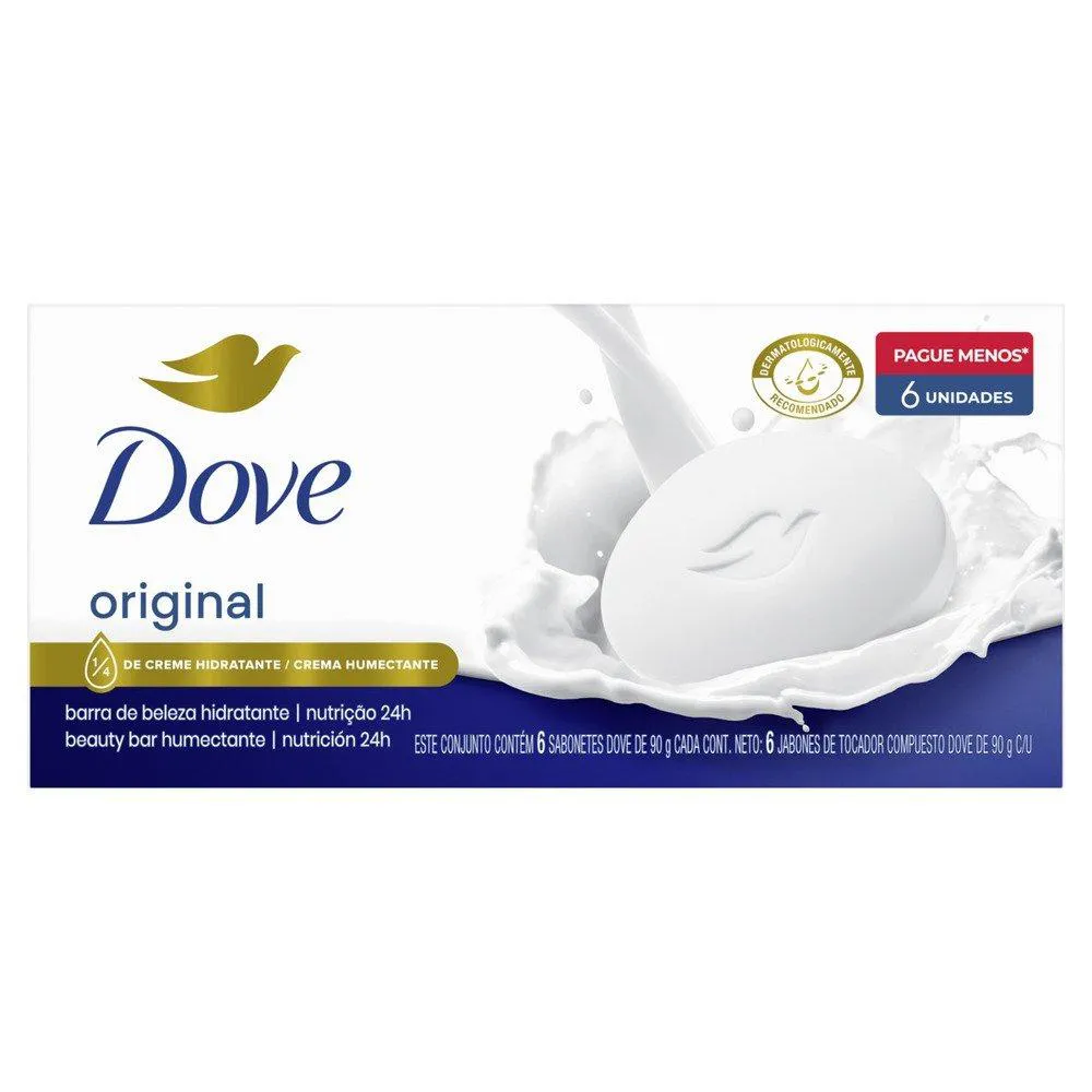 SABONETE DOVE ORIGINAL 90G - EMBALAGEM COM 6 UNIDADES