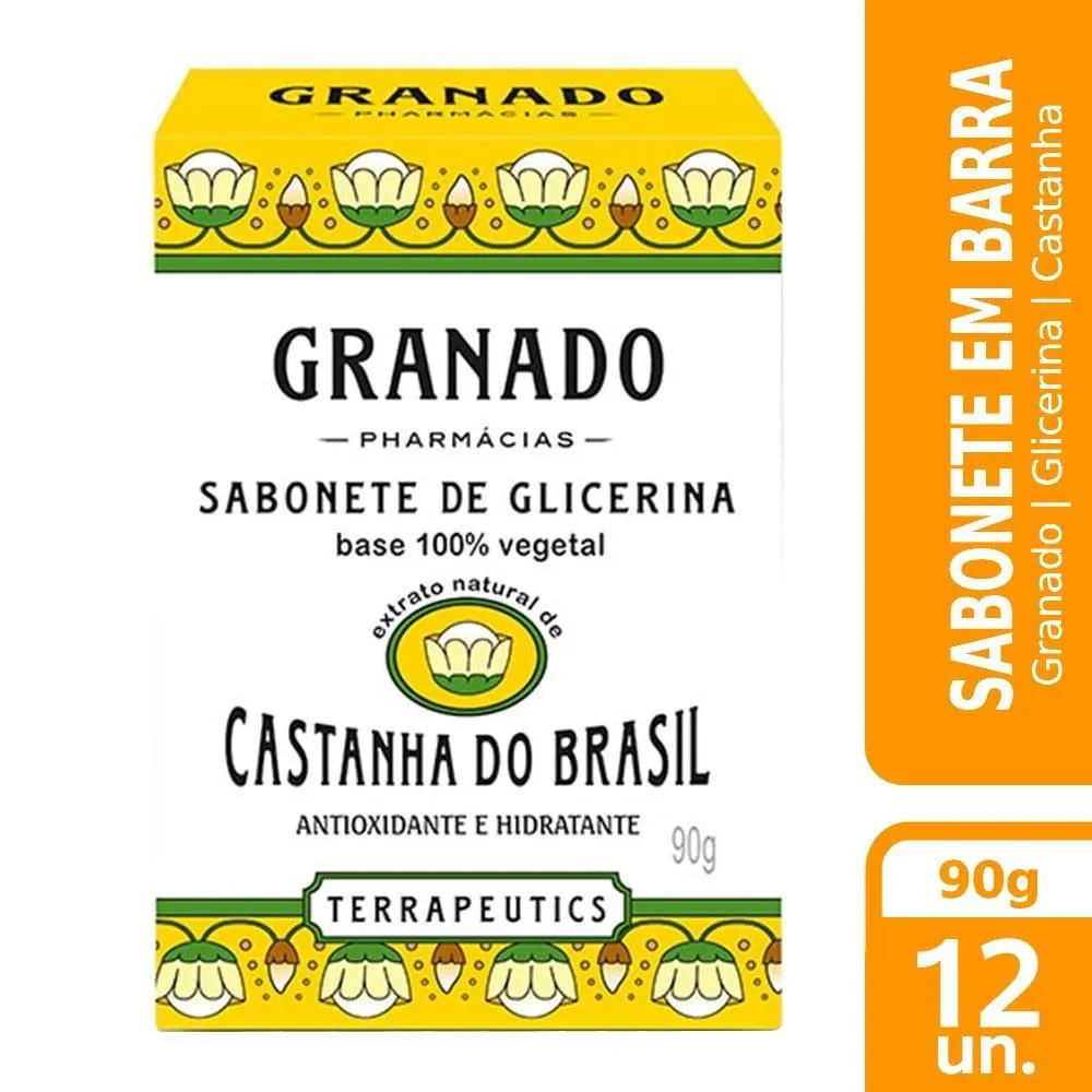 SABONETE GRANADO GLICERINA CASTANHA 90G EMBALAGEM C/ 12 UNIDADES
