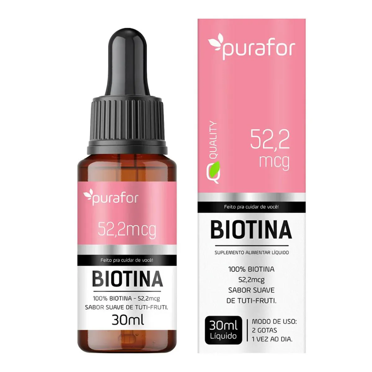 GOTAS - BIOTINA 30ML - PURAFOR QUALITY Neutro