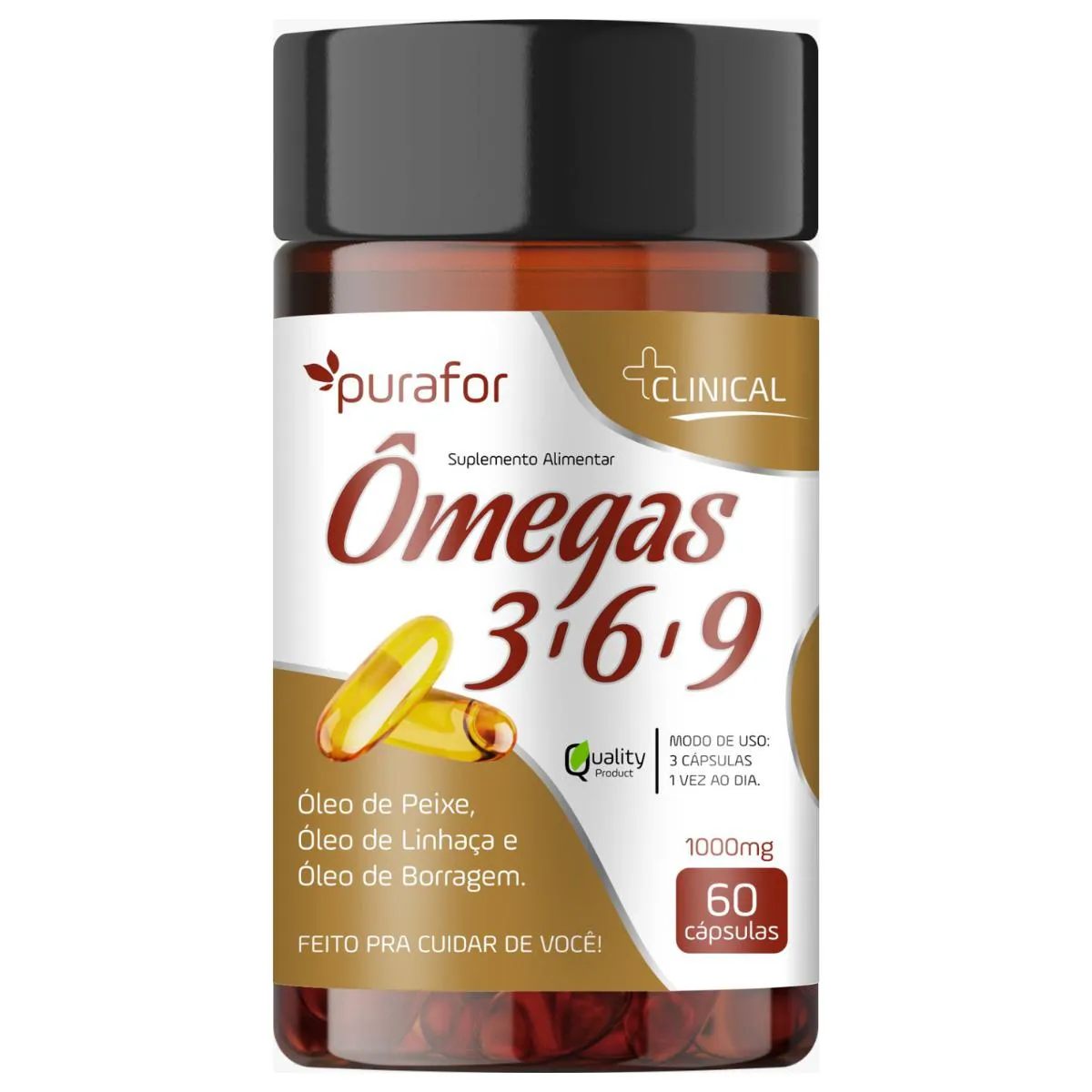 ÔMEGA 3-6-9 60 CáPSULAS – SUPLEMENTO COM óLEO DE PEIXE E VEGETAIS | 1000MG Neutro