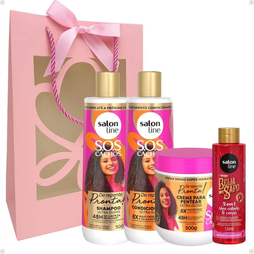 KIT PRESENTE SALON LINE DE REPENTE PRONTA!: SHAMPOO, CONDICIONADOR E CREME PENTEAR + MIMO EXCLUSIVO