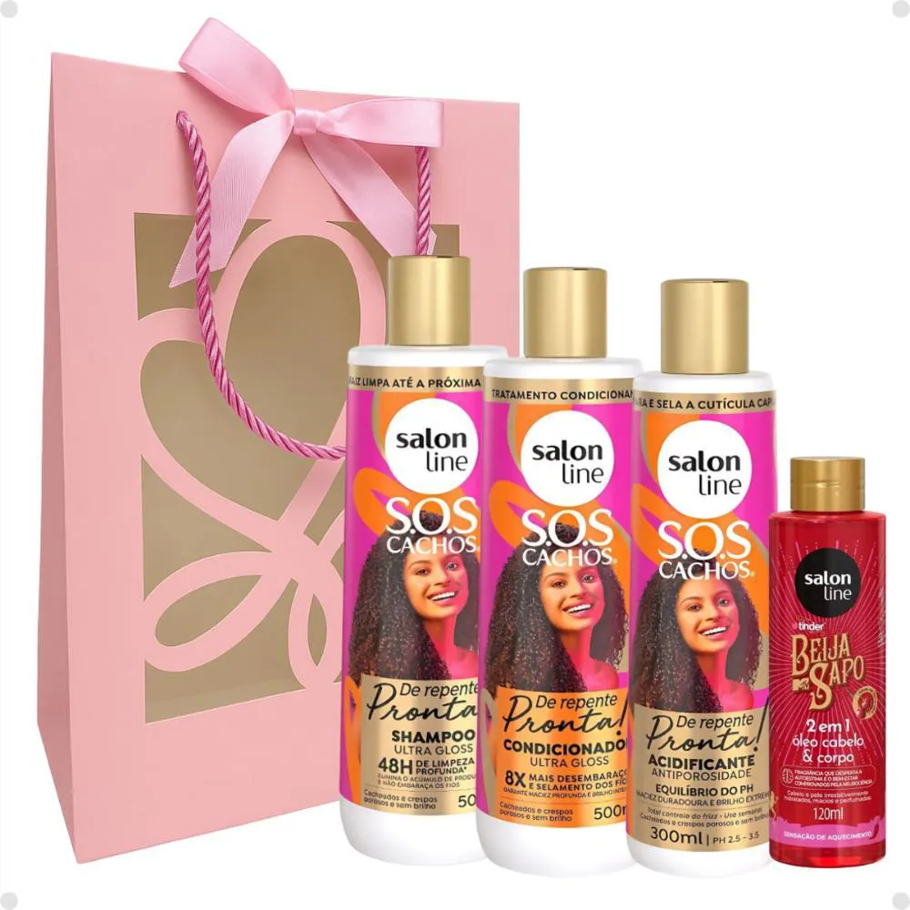 KIT PRESENTE SALON LINE DE REPENTE PRONTA: SHAMPOO, CONDICIONADOR E ACIDIFICANTE + MIMO EXCLUSIVO