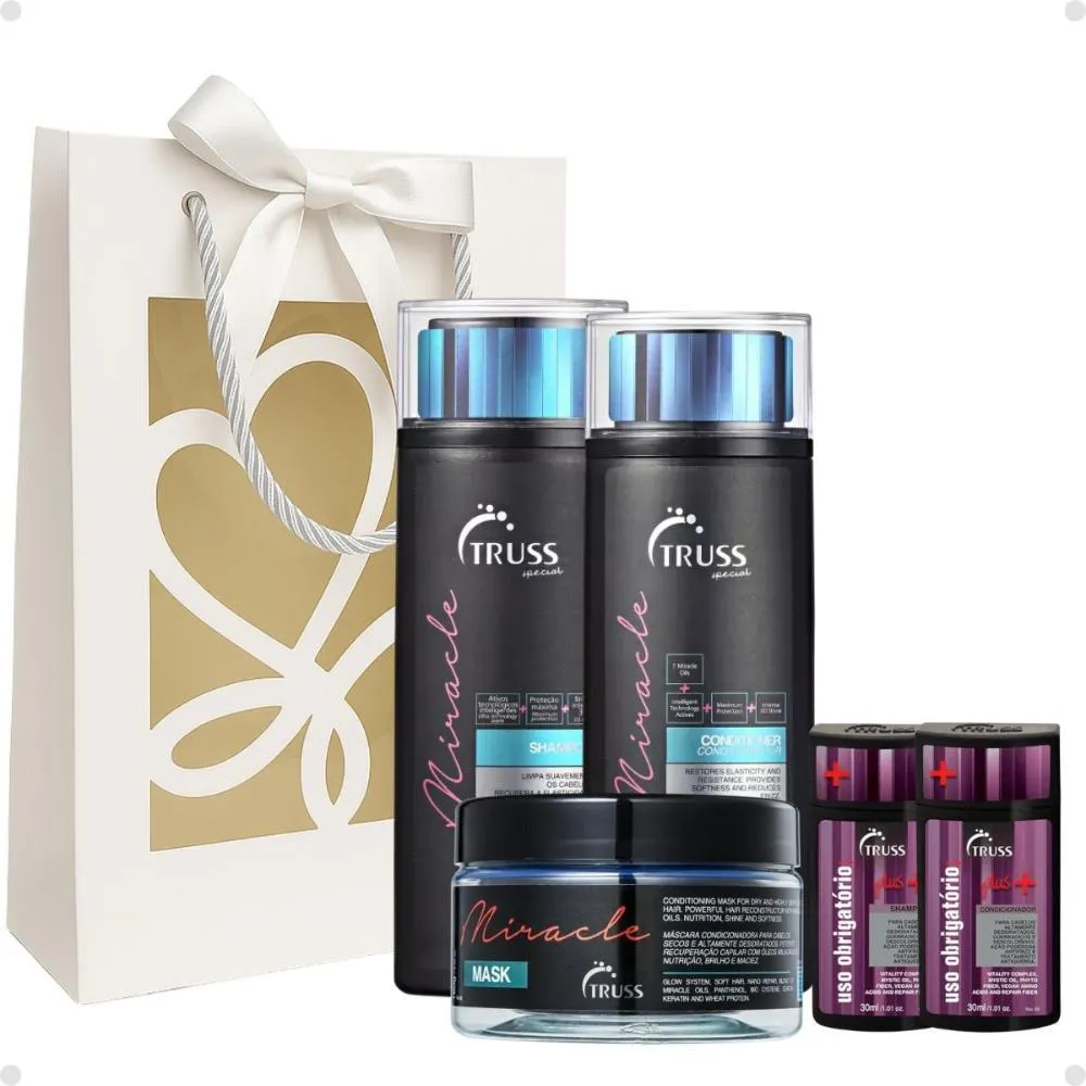 KIT PRESENTE TRUSS MIRACLE: SHAMPOO, CONDICIONADOR 300ML E MáSCARA 180G + MIMO EXCLUSIVE