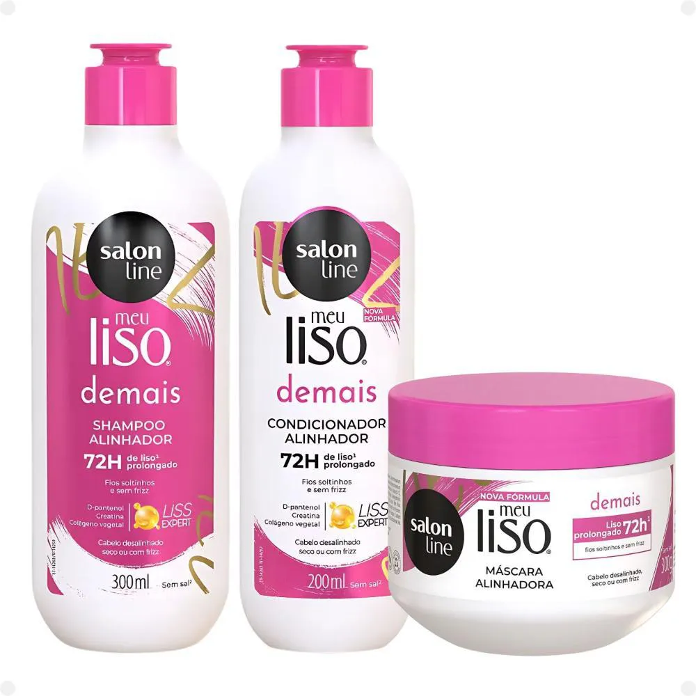 KIT SALON LINE MEU LISO DEMAIS ALINHADOR: SHAMPOO 300ML E CONDICIONADOR 200ML + CREME DE TRATAMENTO 300G