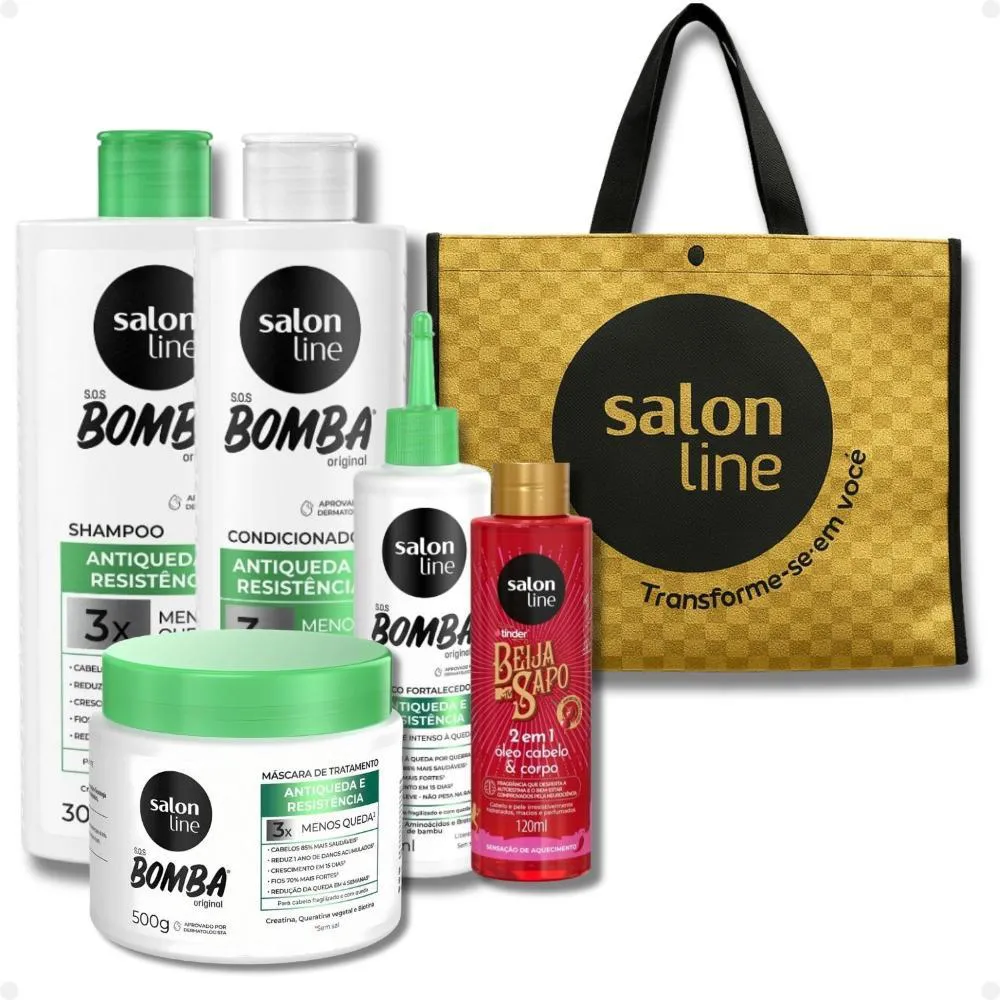 KIT SALON LINE SOS BOMBA ANTIQUEDA E RESISTêNCIA COMPLETO + MIMOS
