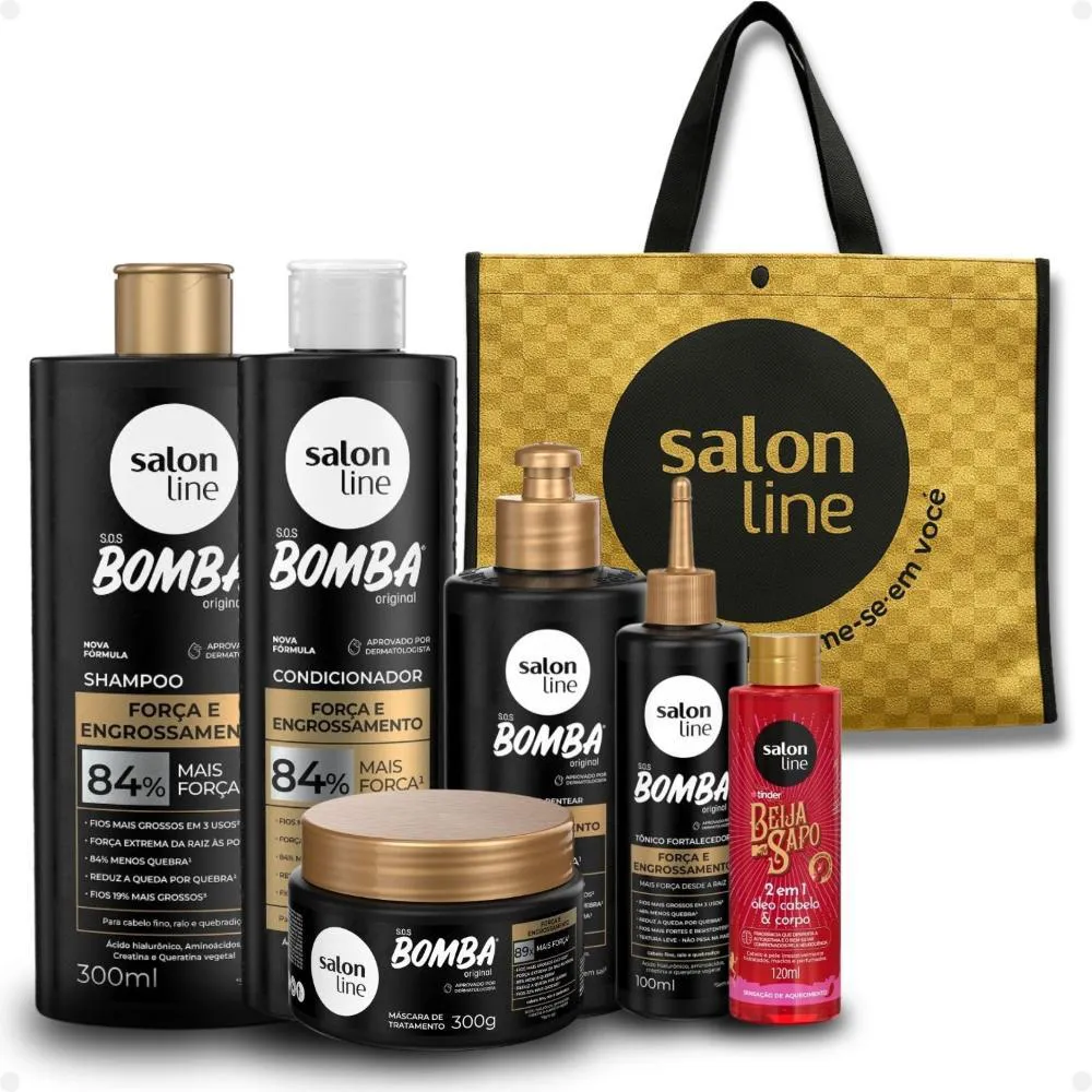 KIT SALON LINE SOS BOMBA FORçA E ENGROSSAMENTO COMPLETO + MIMOS