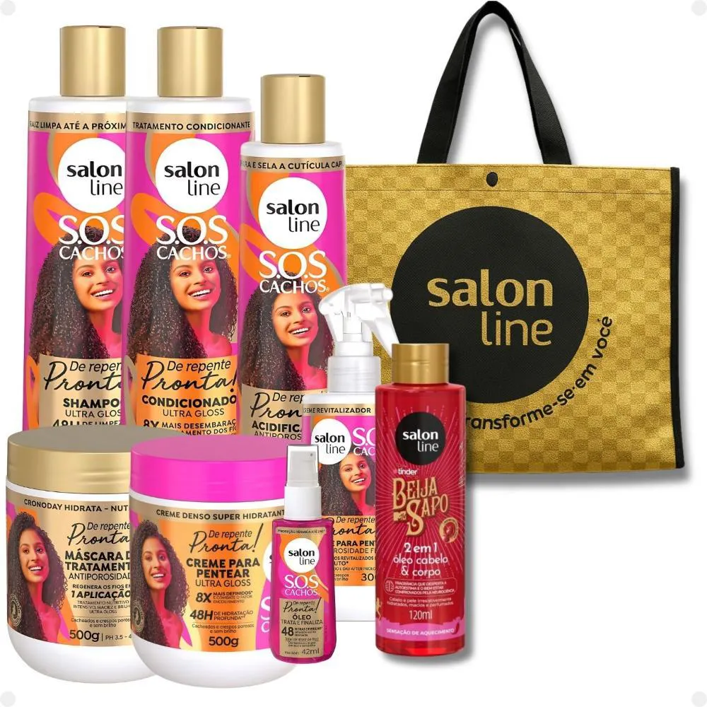 KIT SALON LINE SOS CACHOS DE REPENTE PRONTA! COMPLETO + MIMOS