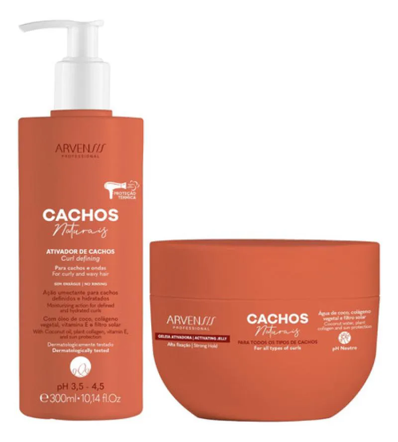 KIT ARVENSIS CACHOS ATIVADOR ONDULADOS, GELATINA SUAVE 250ML
