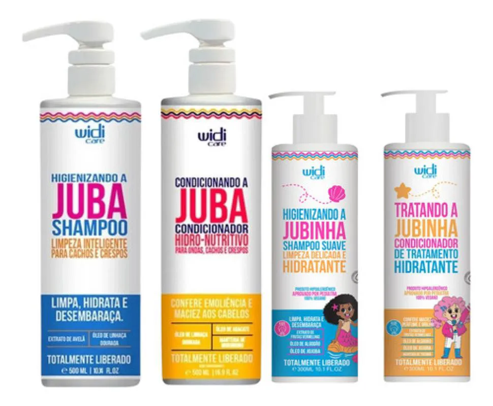 KIT WIDI CARE SHAMPOO E CONDICIONADOR JUBA E JUBINHA 4 ITENS