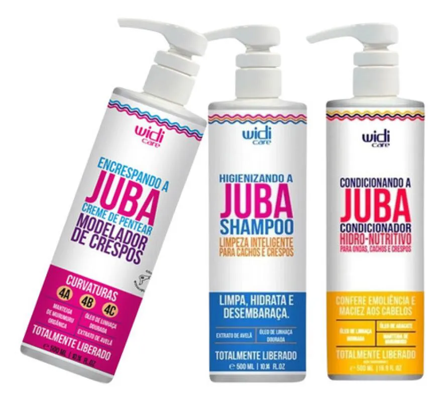 KIT WIDI CARE: SHAMPOO, CONDICIONNADOR E ENCRESPANDO A JUBA 500ML 3X 500ML