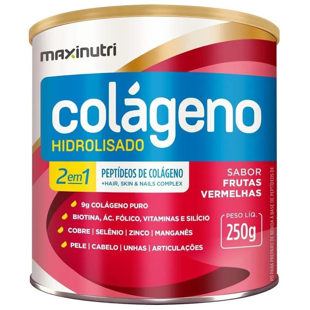 COLáGENO HIDROLISADO 2 EM 1 MAXINUTRI FRUTAS VERMELHAS 250G