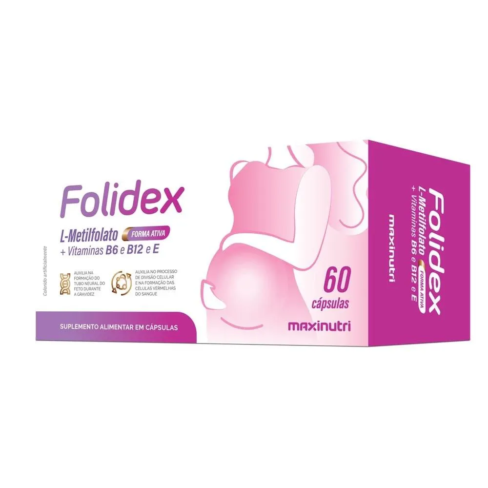 FOLIDEX METILFOLATO DE CáLCIO MAXINUTRI VITAMINA B6 60CP