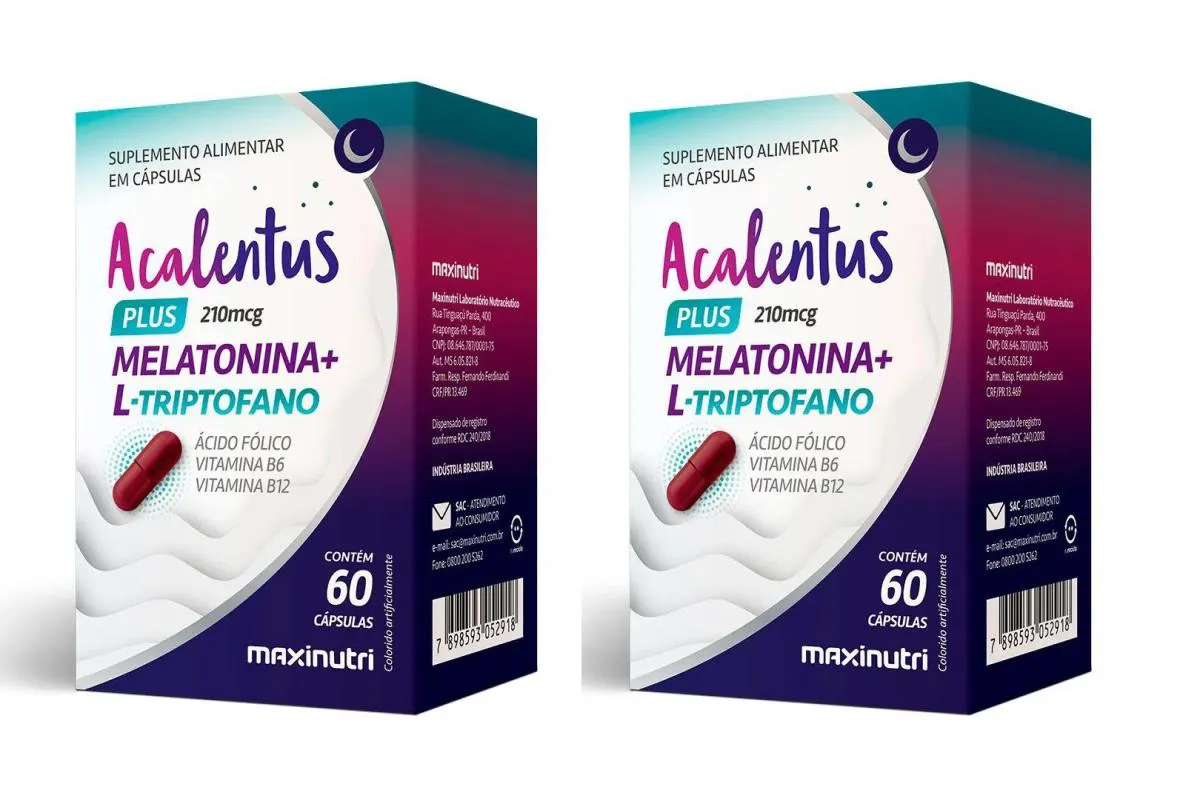 KIT 2 ACALENTUS PLUS MELATONINA + L-TRIPTOFANO  60CPS