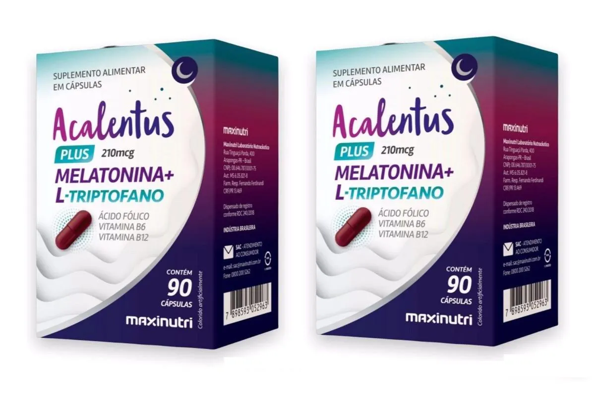 KIT 2 ACALENTUS PLUS MELATONINA + L-TRIPTOFANO  90CPS