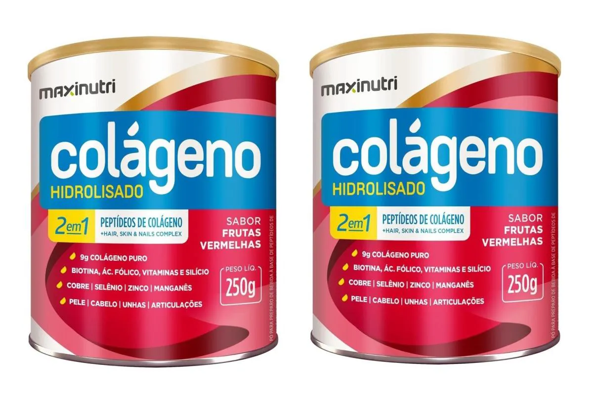 KIT 2 COLáGENO HIDROLISADO 2 EM 1 FRUTAS VERMELHAS 250G