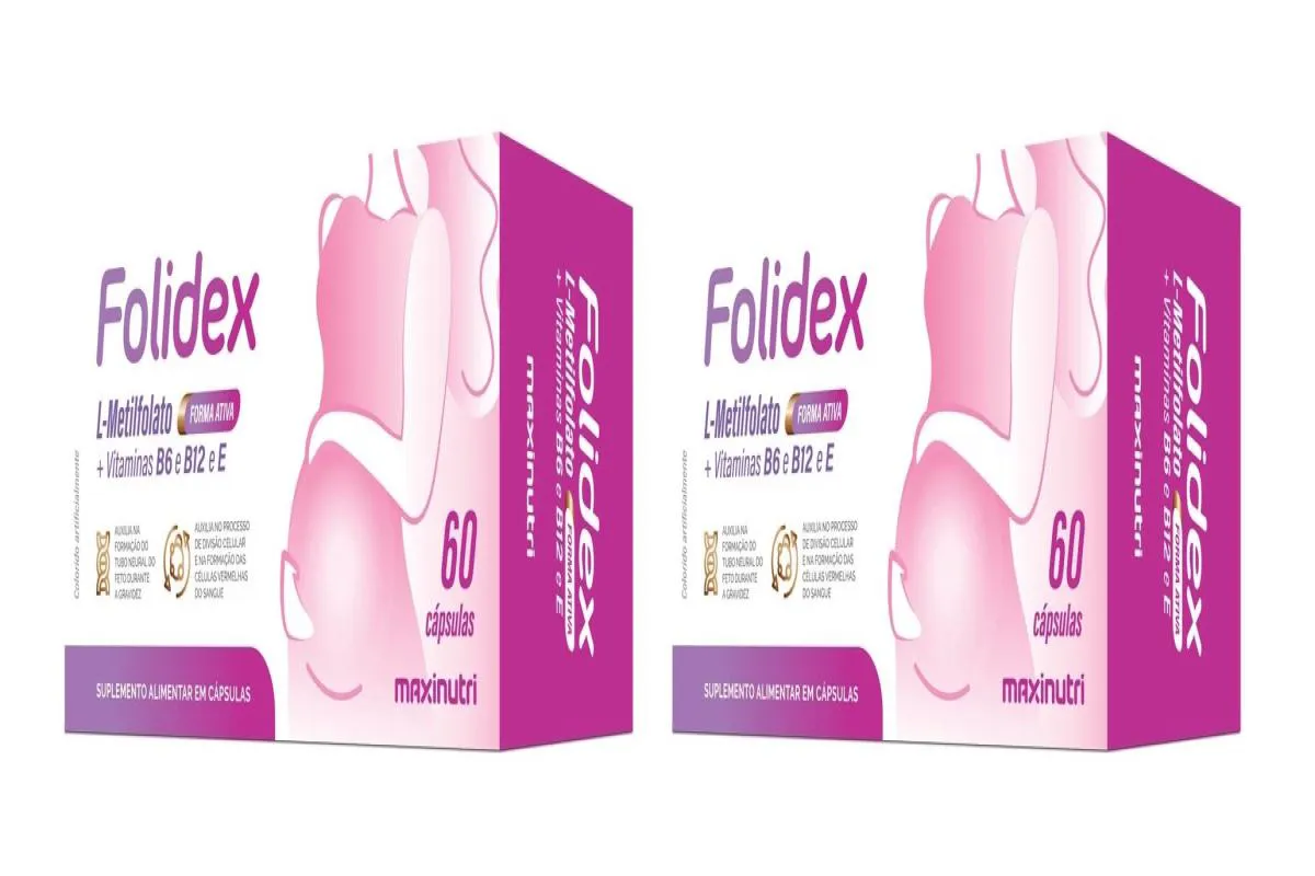 KIT 2 FOLIDEX METILFOLATO DE CáLCIO VITAMINA B6 60CP