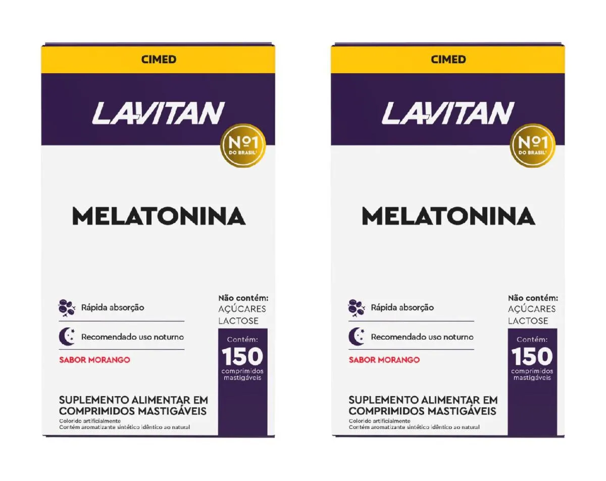 KIT 2 LAVITAN MELATONINA SABOR MORANGO RáPIDA ABSORçãO 150CP