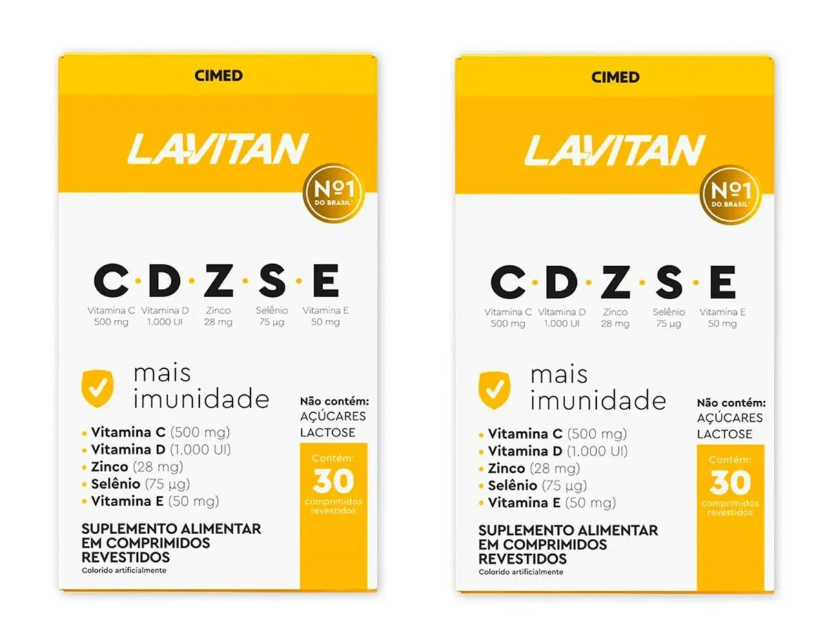 KIT 2 LAVITAN VITAMINA CDZSE MAIS IMUNIDADE ZINCO 30CP