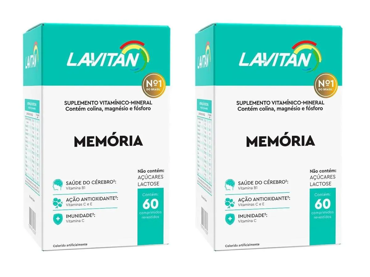 KIT 2 SUPLEMENTO LAVITAN MEMóRIA MEMO NEURO MAGNéSIO 60CPS