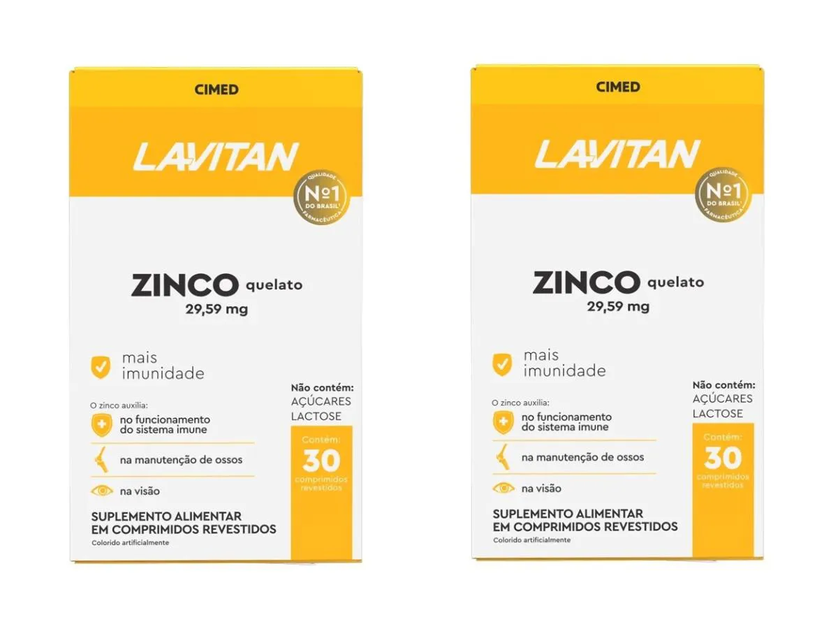 KIT 2 SUPLEMENTO LAVITAN ZINCO QUELATO MAIS IMUNIDADE 30CPS
