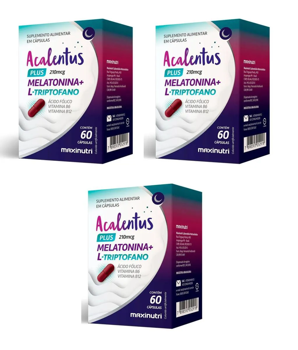 KIT 3 ACALENTUS PLUS MELATONINA + L-TRIPTOFANO 60CPS