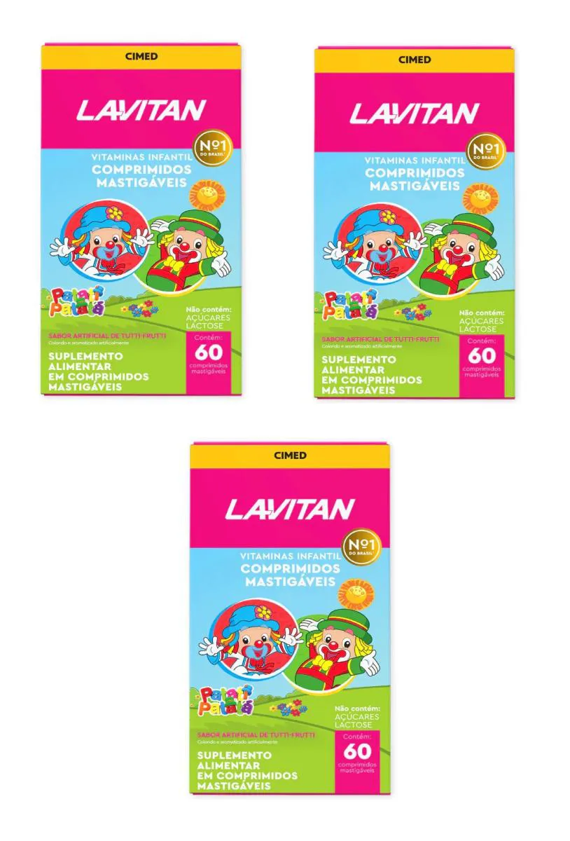 KIT 3 LAVITAN INFANTIL PATATI PATATá TUTTI-FRUTTI 60CPS