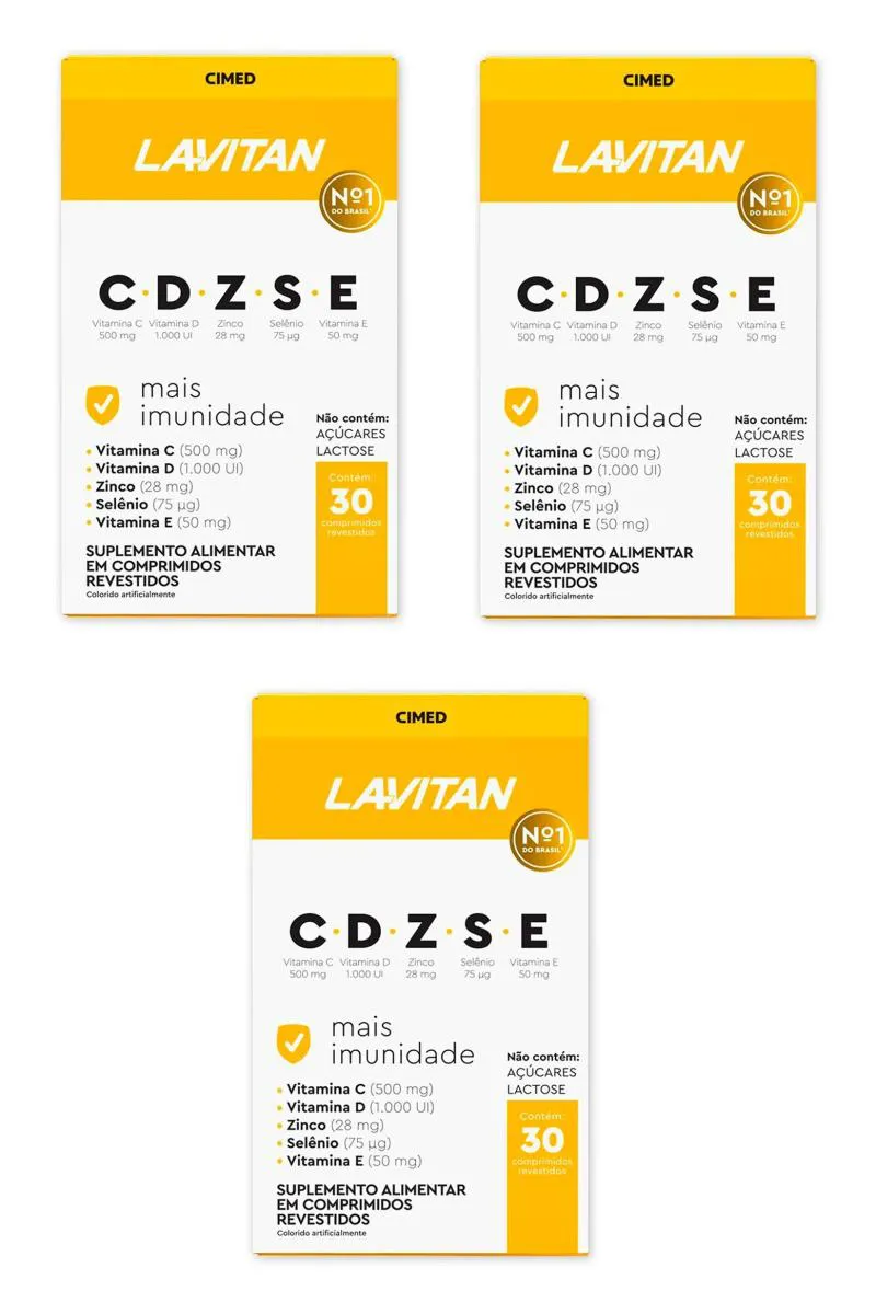 KIT 3 LAVITAN VITAMINA CDZSE MAIS IMUNIDADE ZINCO 30CP