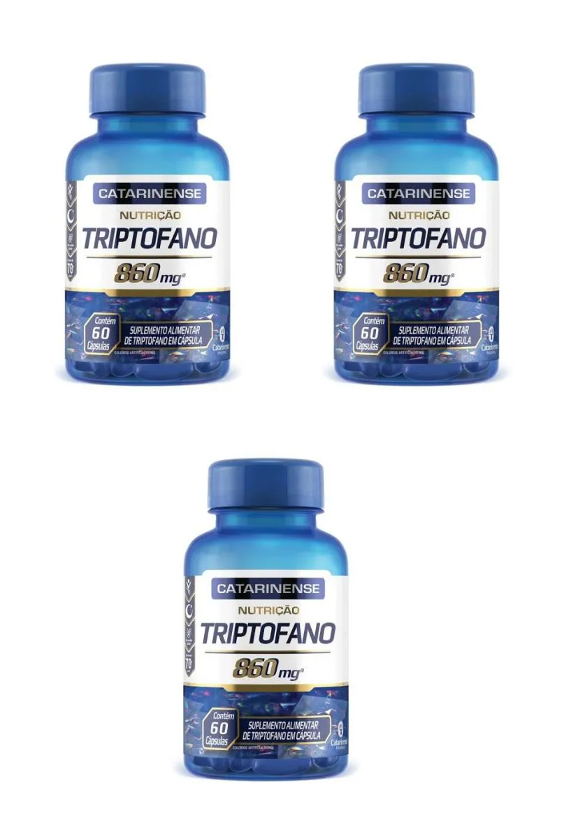 KIT 3 SUPLEMENTO CATARINENSE TRIPTOFANO 860MG ANSIEDADE 60CPS