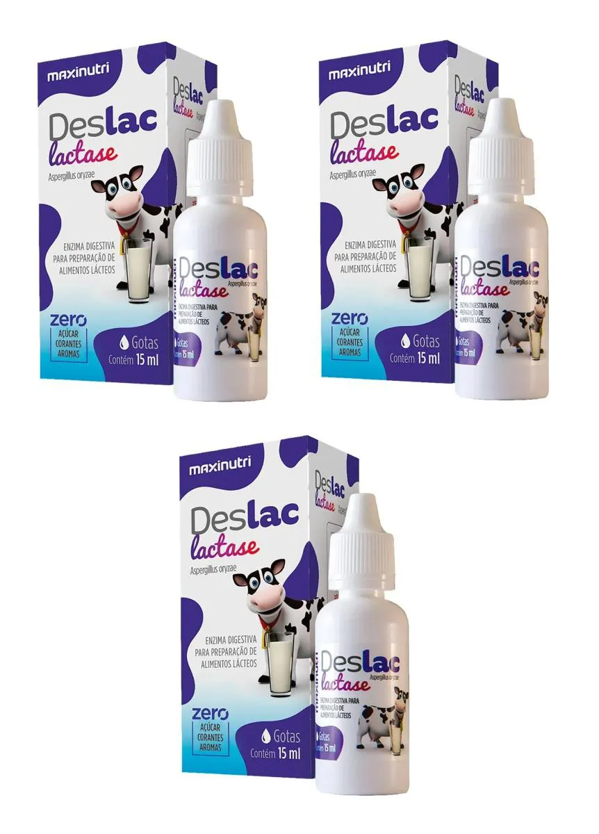 KIT 3 SUPLEMENTO DESLAC LACTASE 10000FCC LACTOSE 15ML