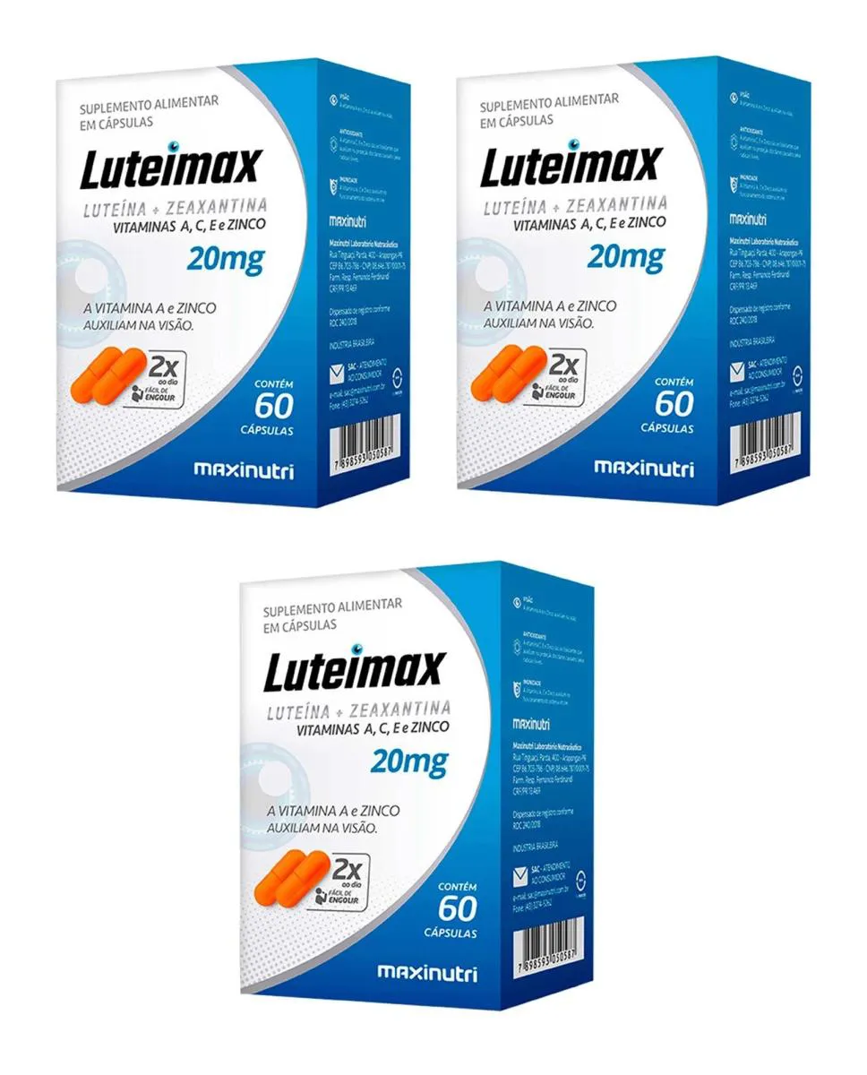 KIT 3 SUPLEMENTO LUTEIMAX LUTEíNA + ZEAXANTINA  60CPS