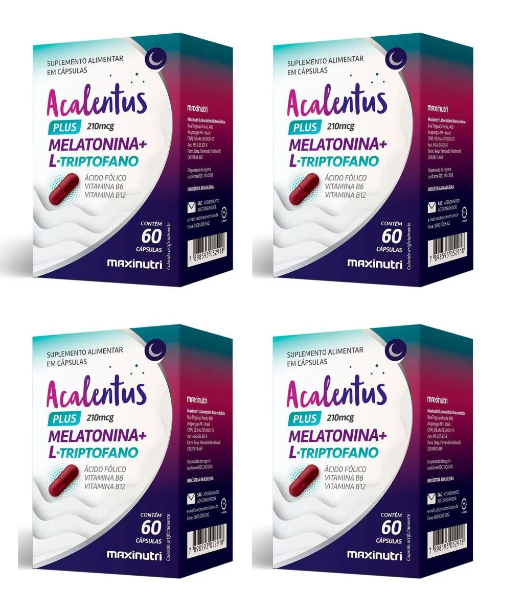 KIT 4 ACALENTUS PLUS MELATONINA + L-TRIPTOFANO 60CPS