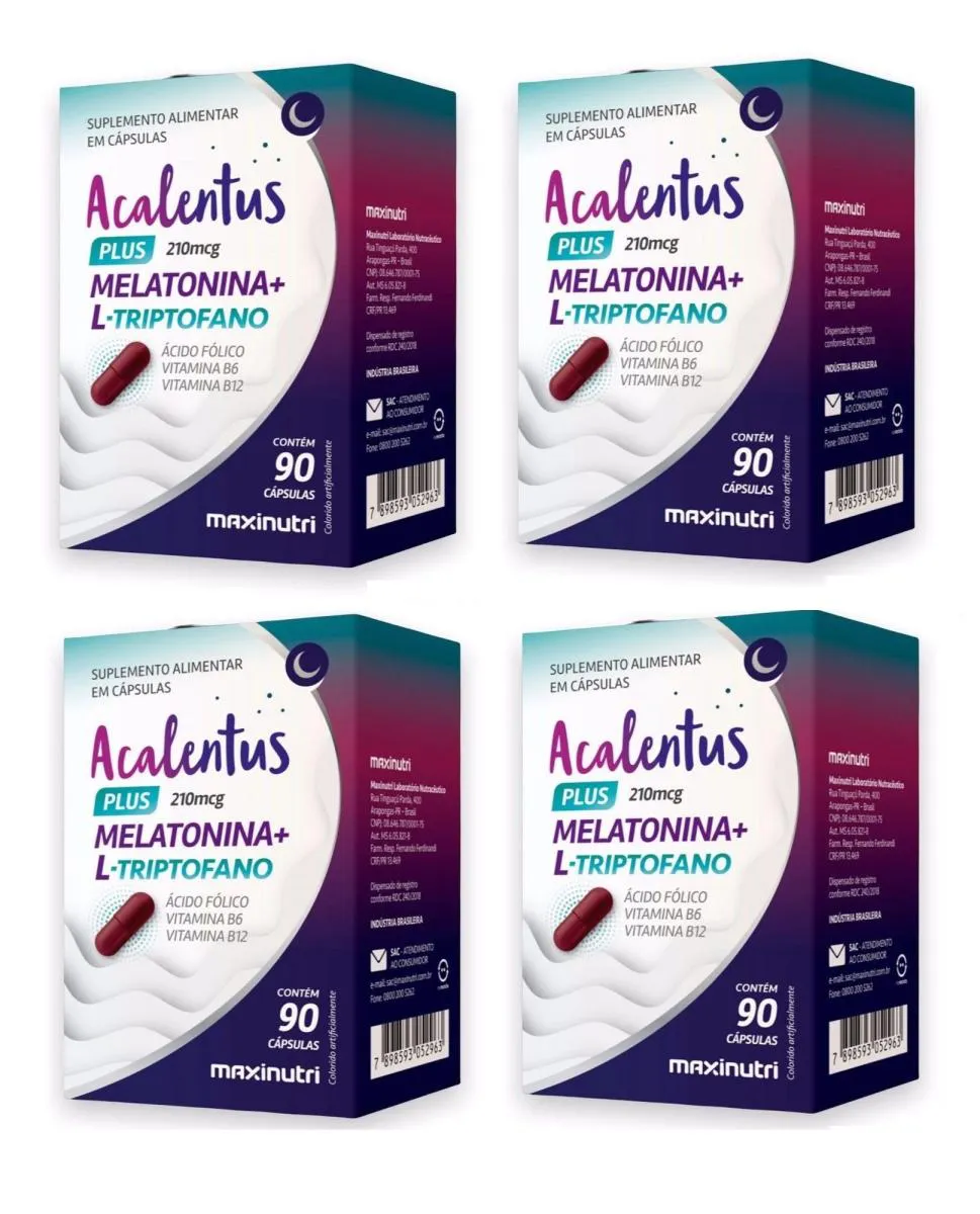 KIT 4 ACALENTUS PLUS MELATONINA + L-TRIPTOFANO 90CPS