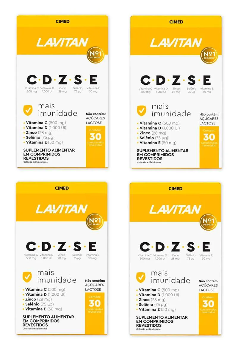 KIT 4 LAVITAN VITAMINA CDZSE MAIS IMUNIDADE ZINCO 30CP
