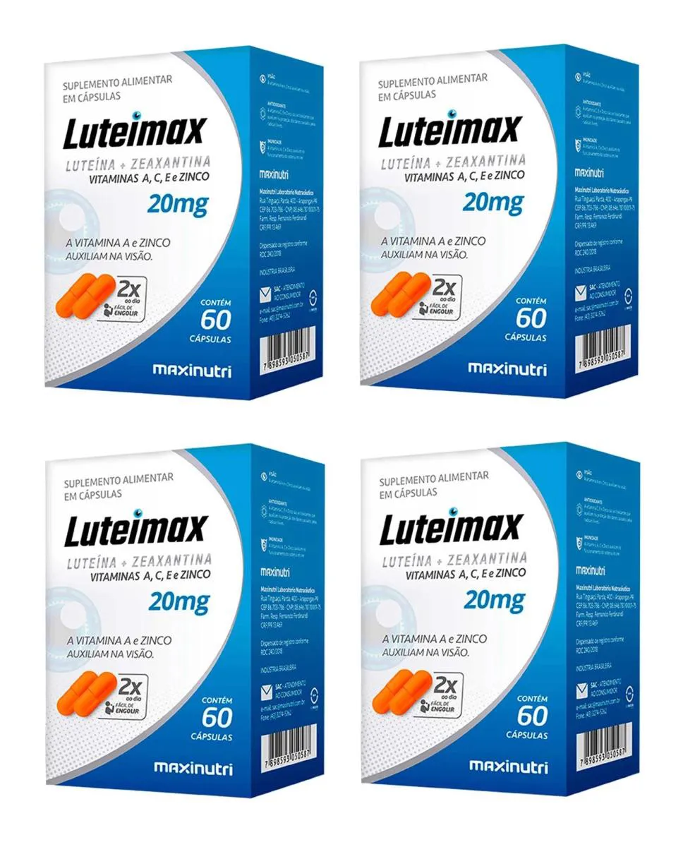 KIT 4 SUPLEMENTO LUTEIMAX LUTEíNA + ZEAXANTINA  60CPS