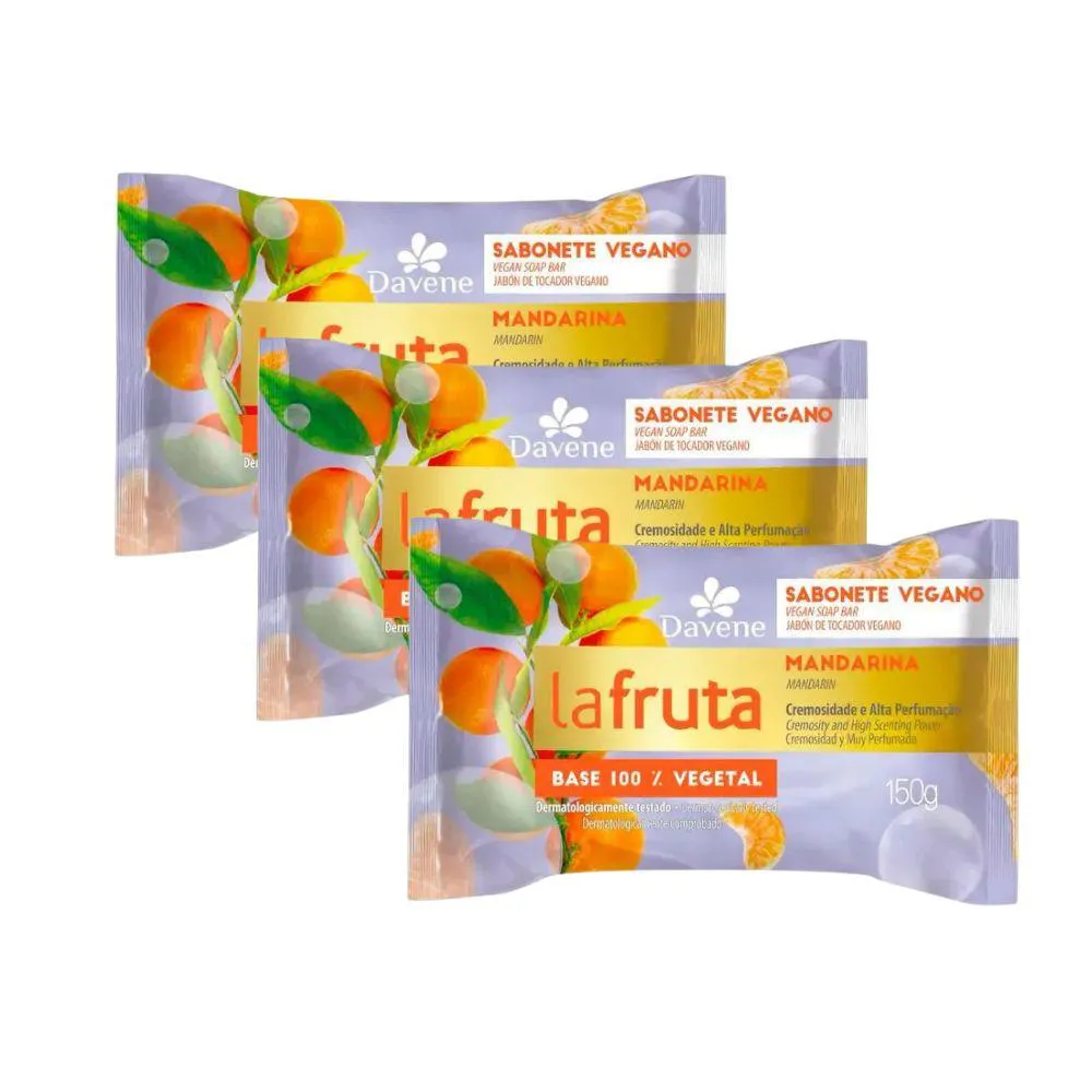 3 UN SABONETE BARRA VEGETAL MANDARINA -  LA FRUTA 150G