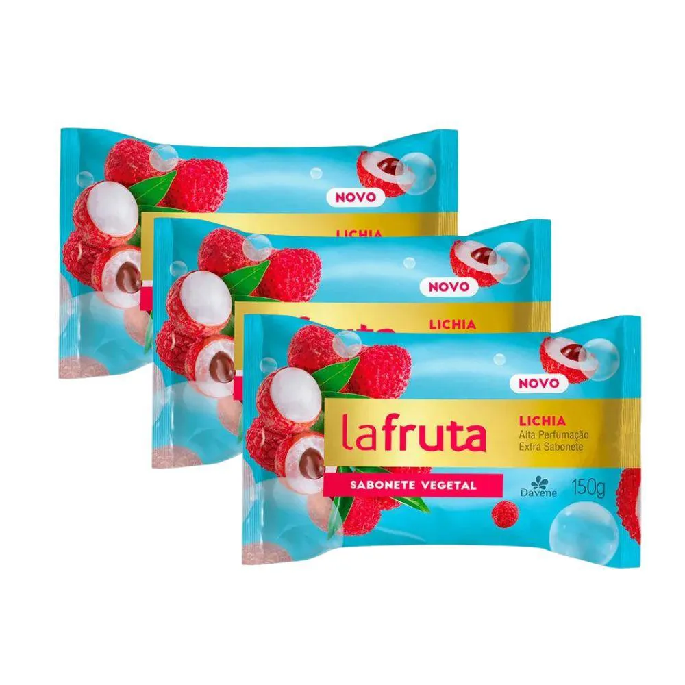 3 UN SABONETE EM BARRA VEGETAL LA FRUTA LICHIA 150G