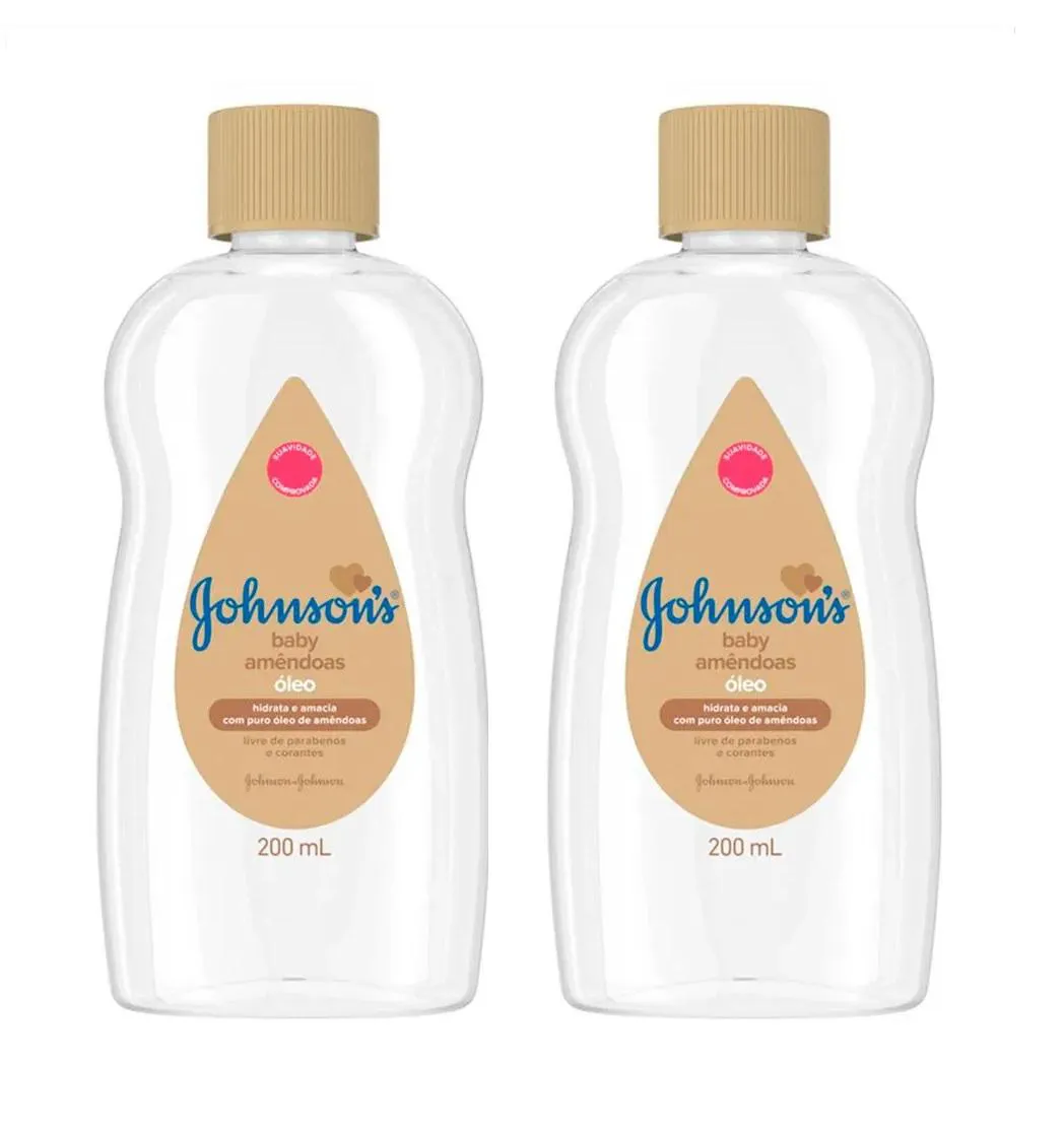 KIT 2 ÓLEO JOHNSON&#039S BABY AMêNDOAS HIDRATANTE INFANTIL 200ML