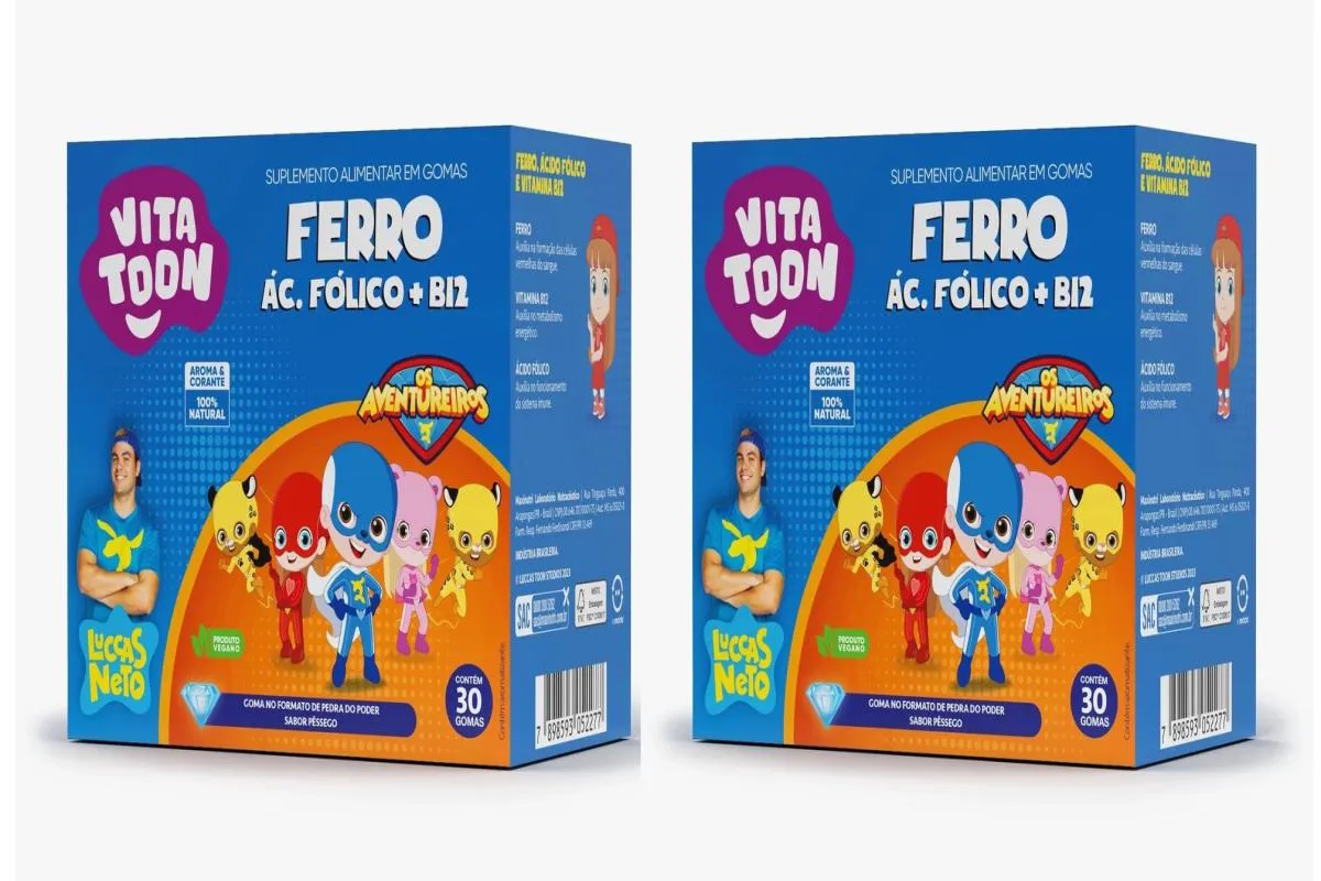 KIT 2 VITATOON FERRO + VIT B12 + ÁC FóLICO PêSSEGO 30GMS