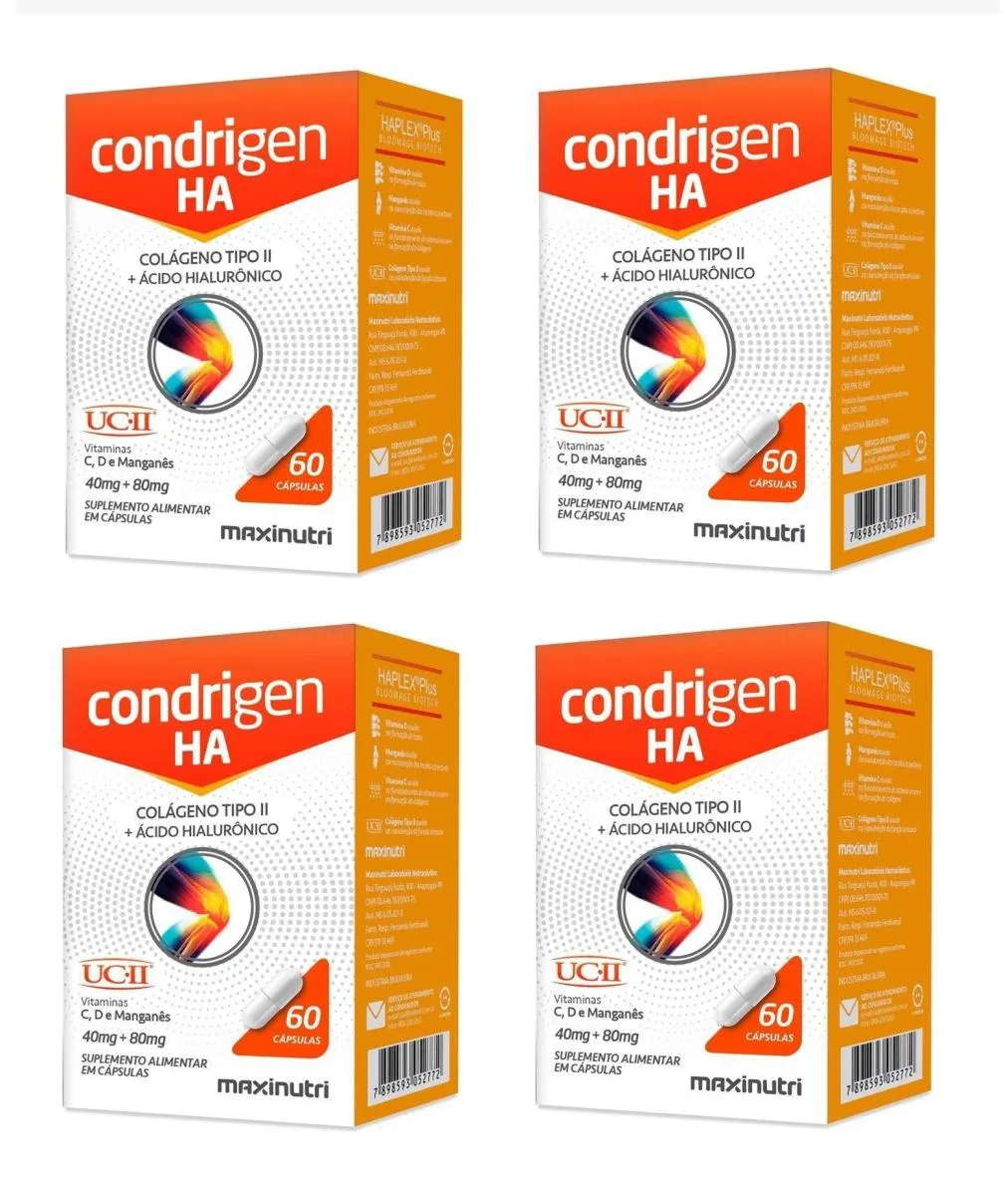 KIT 4 CONDRIGEN HA COLáGENO TIPO 2 + HIALURôNICO 60CP